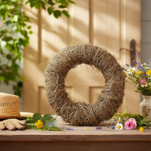 Krans av naturmateriale, naturlig dekorativ krans for DIY-prosjekter, 35 cm | Floristik24.no