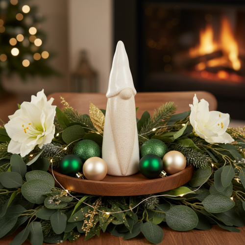 gjenstander Dekorativ gnomfigur for stående, julepynt, keramikk, 22 cm