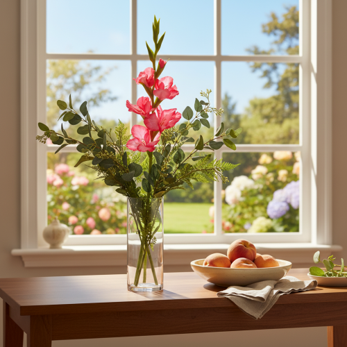 Kunstig gladiolase med dekorative blomster, 88 cm | Floristik24.no
