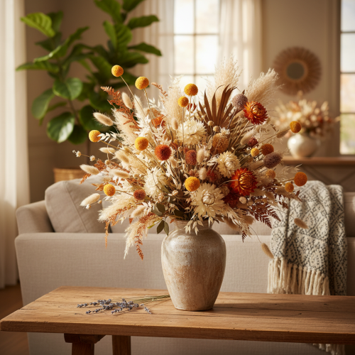 Craspedia tørkede blomsterbukett 55 cm 20 stk | Floristik24.no