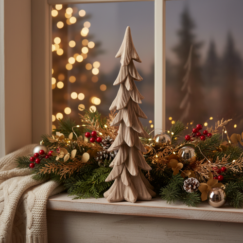 Lite, flokket dekorativt juletre, borddekorasjon, 44 cm | Floristik24.no