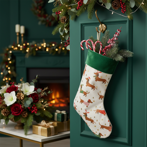 Julestrømpe med dachsmotiv, 50 cm | Floristik24.no