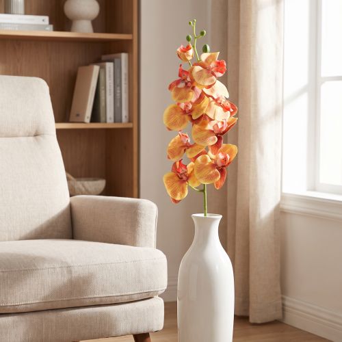Orchid Phalaenopsis kunstig 9 blomster rød gul 96cm | Floristik24.no