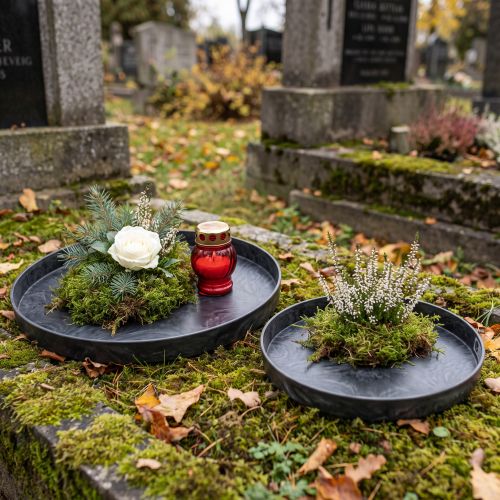Plastplate dekorplate grå hvit Ø22cm/27cm sett med 2 stk | Floristik24.no