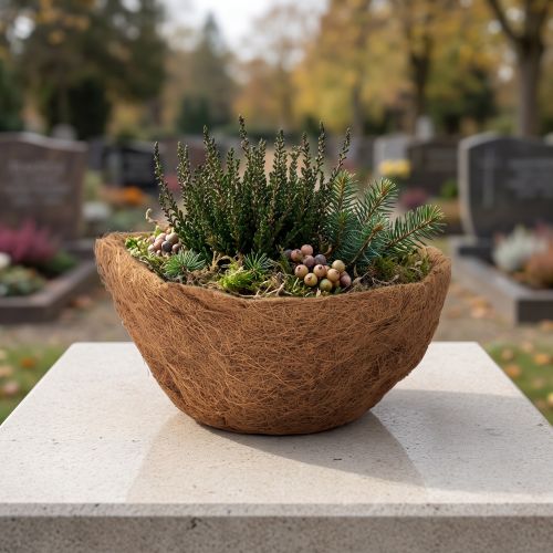 Blomsterbolle rund, naturfiberskål, kokosplanteskål ca 30cm | Floristik24.no