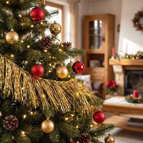 Tinsel Gold Lys Gull Trehengende Jul L50cm | Floristik24.no