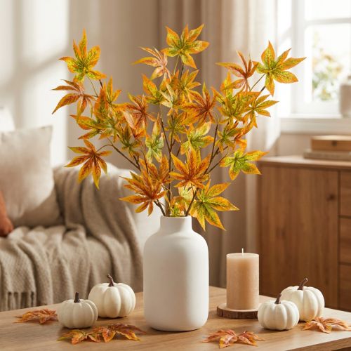Kunstig gren lønn oransje rød deco gren høstdekor 60cm | Floristik24.no