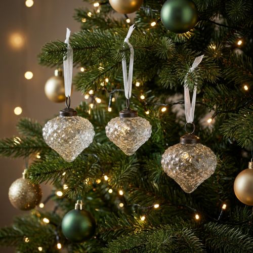 Julepynt glassdekor løk klar diamant Ø5,5cm 9 stk | Floristik24.no