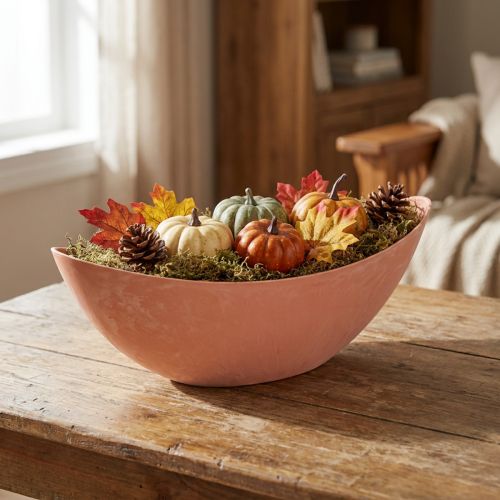 Skål Plast Lys oransje 39cm x 13cm H13cm | Floristik24.no