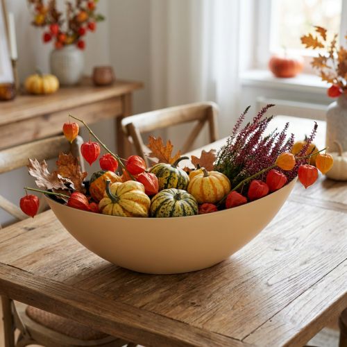 Oval blomsterkasse, gul, 38,5 cm x 12,5 cm x 13 cm | Floristik24.no
