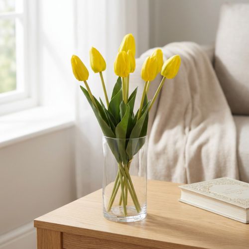 Kunstige tulipanblomster for realistisk vårdekorasjon i stue eller kontor, 40 cm, 7 stk. | Floristik24.no