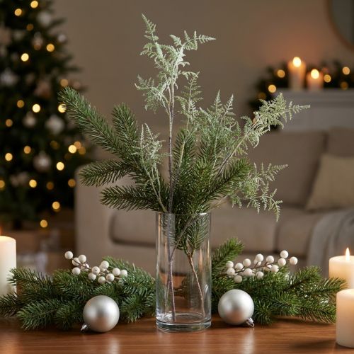 Kunstig bregnegren bregnedekor glitter vinterdekor 70cm | Floristik24.no