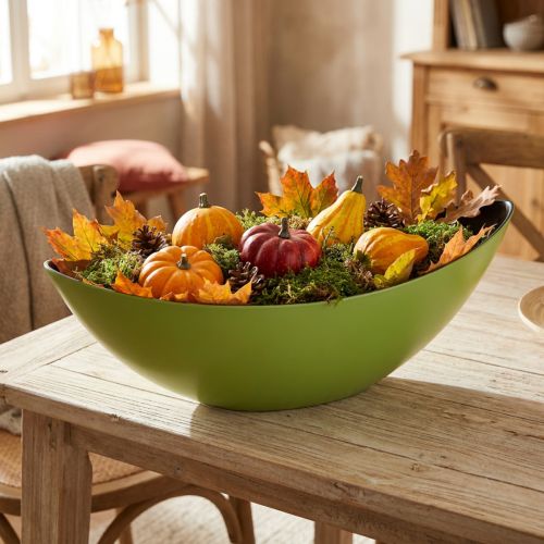 Dekorativ skål oval plantebåt grønn 38,5x12,5x13cm | Floristik24.no