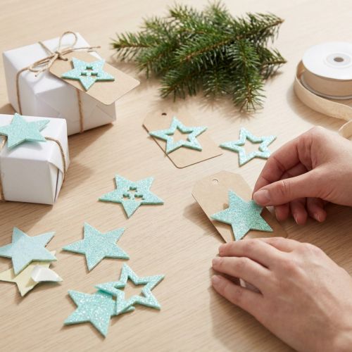 Dekorative stjerner for håndverk Mint selvklebende skumgummi 4cm 36stk | Floristik24.no