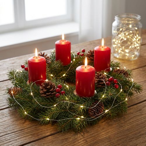 gjenstander Lyslenker med 50 mikro-LED-lys med varmhvit timer, for batteri, 6 stk.