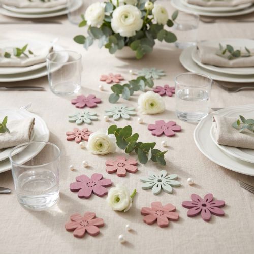 Spredde dekorasjon bord blomster tre hvit rosa lilla 3,5cm 36stk | Floristik24.no