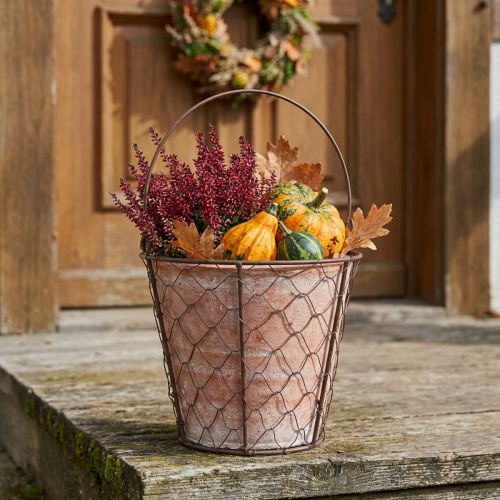 Håndtak for blomsterpotte i keramisk metall, brunt, Ø18 cm | Floristik24.no