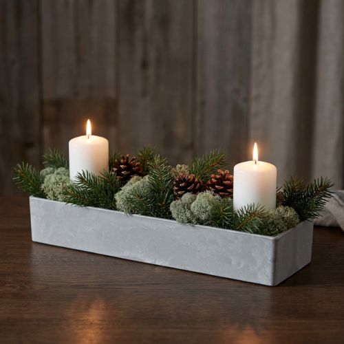 Dekorativ skål firkantet grå 32cm x 10,5cm H5cm | Floristik24.no