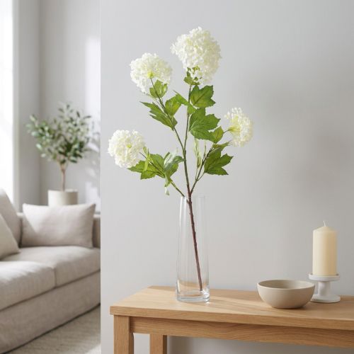Snøball Kunstig Viburnum gren Hvite blomster L90cm | Floristik24.no
