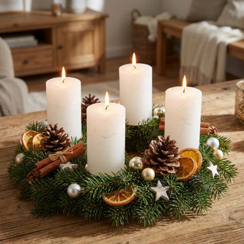 Ensfargede kuppellys, hvite, 70x120 mm, sett med 4, til dekorasjon, bryllup og advent | Floristik24.no