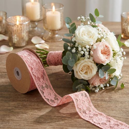gjenstander Blondebånd gammelrosa, dekorativt bånd, vintage dekorasjon, dekorativt bånd, bryllupsdekorasjon B25mm L15m