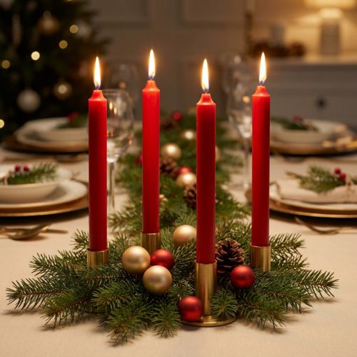 Taper Candles Korte Lys Rød Dekorasjon Jul Ø21/110mm 6 Stk | Floristik24.no