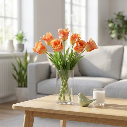 Kunstig blomst, papegøye tulipan appelsin, vårblomst 63cm | Floristik24.no