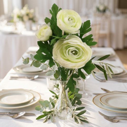 Kunstige blomster Ranunculus kunstige hageblomster hvite 34cm | Floristik24.no