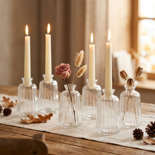 Dekorflasker lysestake minivaser glass H11cm 6 stk | Floristik24.no