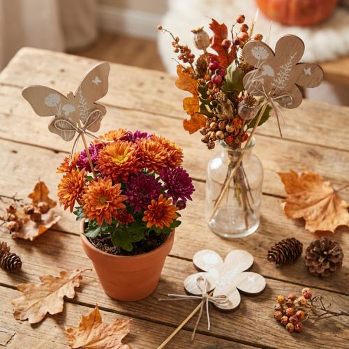Blomsterplugg tresommerfugl dekorative blomster 9cm 12 stk | Floristik24.no