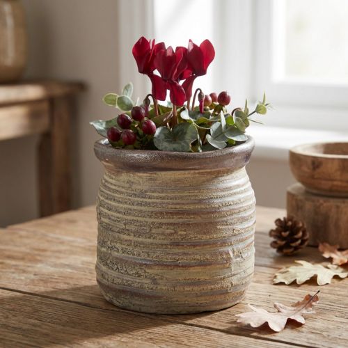 Keramisk potteplante dekorativ vase metallic gråbrun 14×14cm | Floristik24.no
