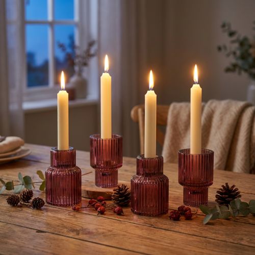Lysholder glasspinnelysestake i Berry H8cm 4 stk | Floristik24.no