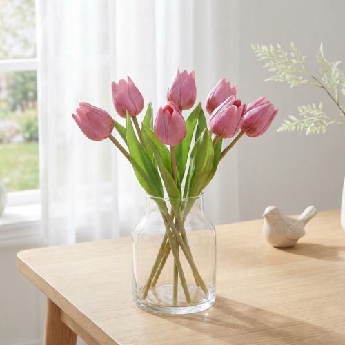 Blomsterdekorasjon Tulipaner Kunstige Blomster Lilla 20cm 6 Stk | Floristik24.no