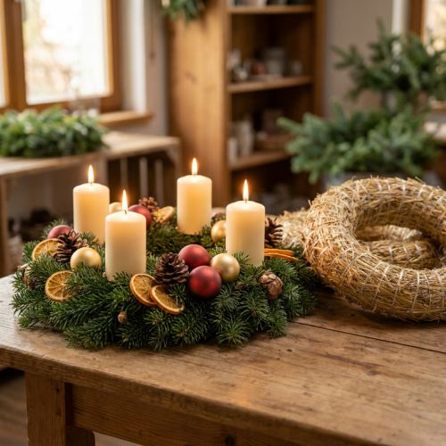 Stråkrans Ø35cm naturlig - dekorativ krans til håndarbeid og advent, sett med 5 | Floristik24.no