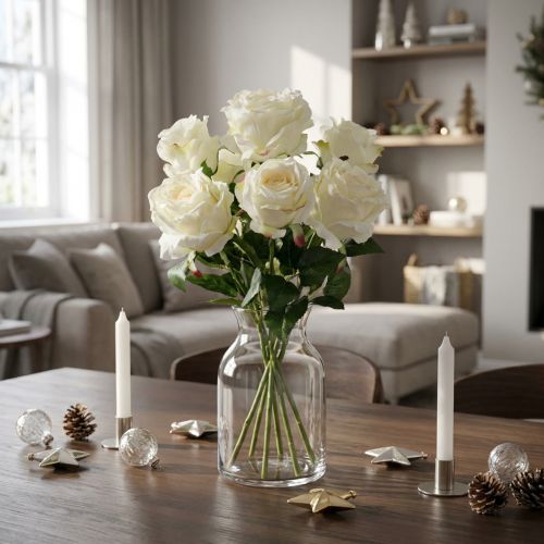 Bukett roser hvit, krem 55cm | Floristik24.no