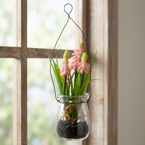 Druehyasint kunstrosa i glass 16cm | Floristik24.no