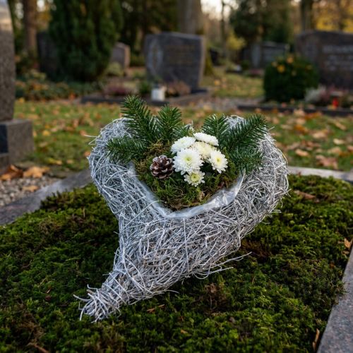 Vintreet hjerte vasket hvit 16cm x 21cm 1stk | Floristik24.no