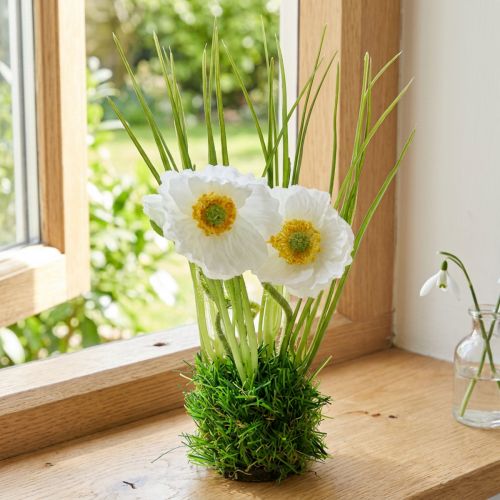 Valmuehvit i gresset 23cm | Floristik24.no