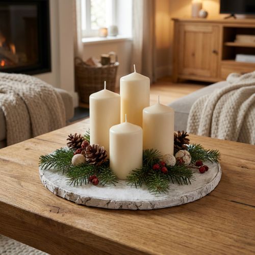 Dekorativ treskive med bark hvit coaster kryssfiner Ø20cm | Floristik24.no