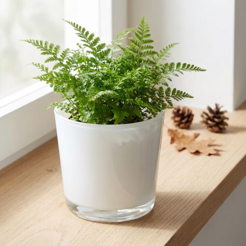 Plantekasse i glass hvit Ø11,5cm H11cm | Floristik24.no