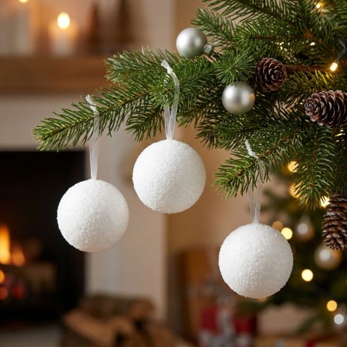 Snøballer deco henger kunstsnø Ø5,5cm 6stk | Floristik24.no