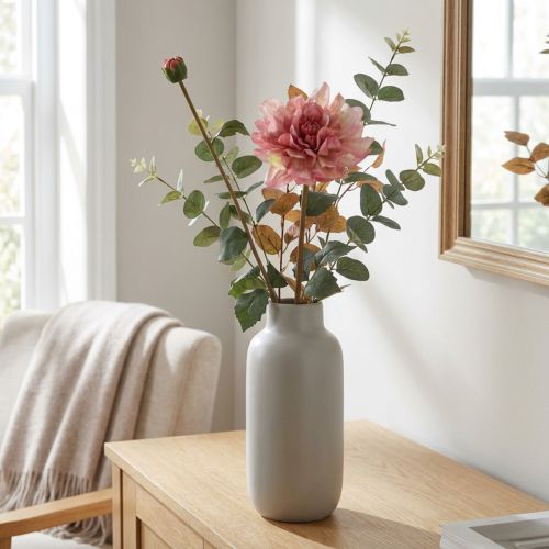 Kunstig blomst dahlia rosa blomst med knopp H57cm | Floristik24.no