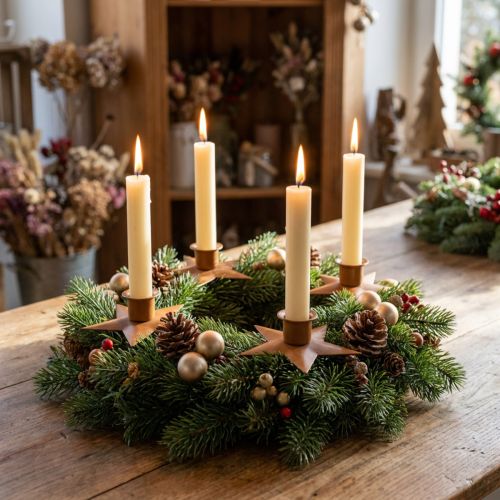 Lysestakelys adventsstjerne brun Ø9,5cm 4stk | Floristik24.no