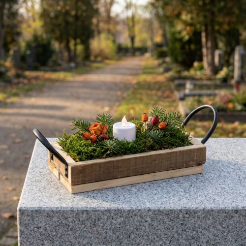 Trebrett med håndtak dekorativt brett natursvart 25×12,5×5cm | Floristik24.no