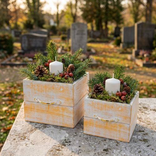 Planteskuff med håndtak oransje hvit tre 12/15cm sett med 2 stk | Floristik24.no