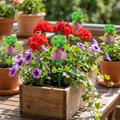 gjenstander Planteplugger frosker dekorative blomsterplugger 24cm 16 stk