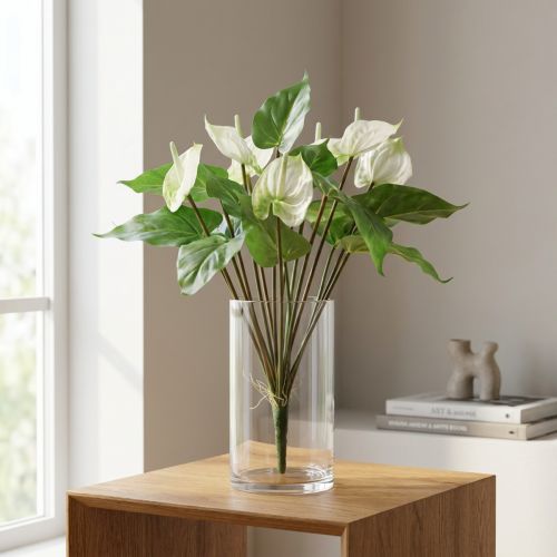 gjenstander Kunstige blomster, flamingoblomst, kunstig anthurium hvit 36cm
