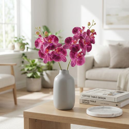 Orkidé flammet kunstig Phalaenopsis lilla 72cm | Floristik24.no