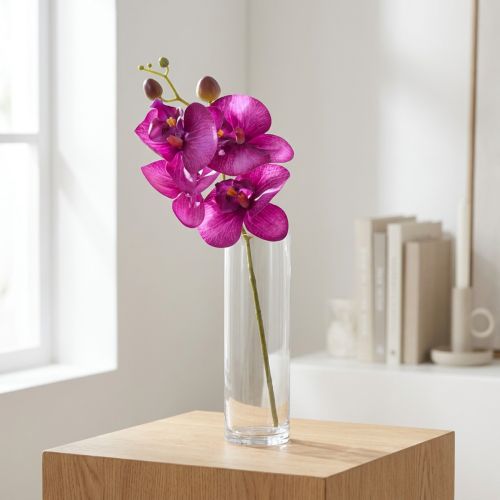 Orchid Artificial Phalaenopsis 4 blomster Fuchsia 72cm | Floristik24.no