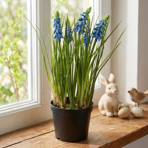 Kunstige hyasinter i blå gryte 24cm | Floristik24.no